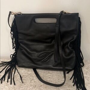 NWT Bluemarine Black Leather Fringe Bag